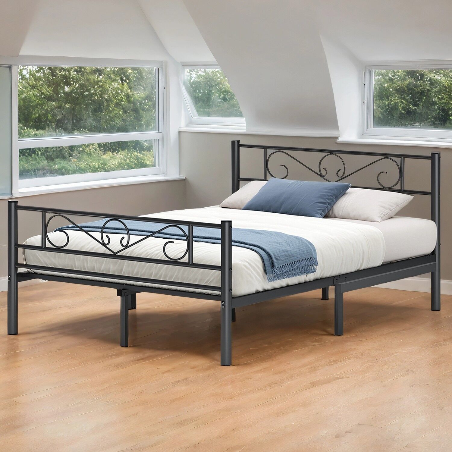 Letto 140 x 190 cm, letto per gli ospiti, letto matrimoniale in metallo