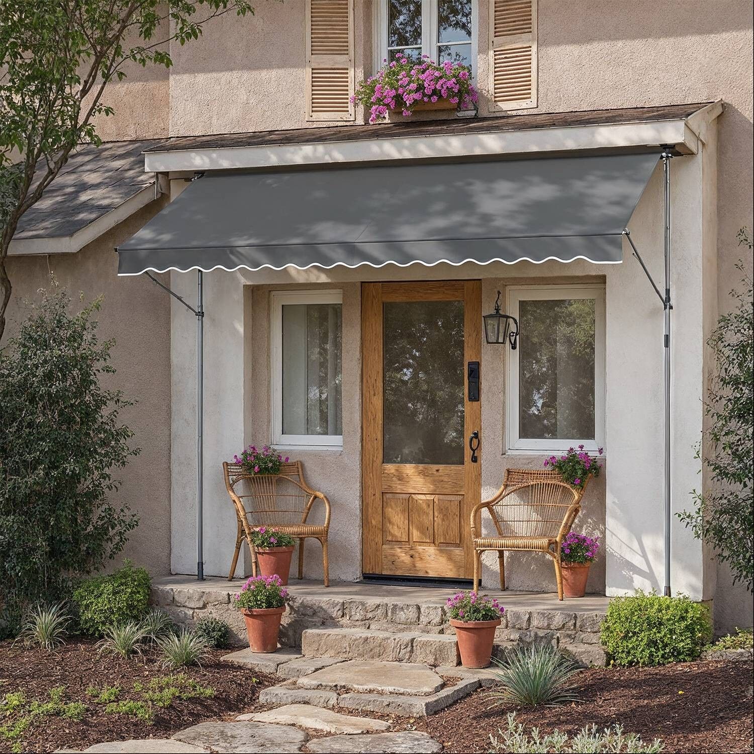 Tenda da sole a morsetto, tenda da sole per balcone, regolabile in altezza - 400 x 120 cm in 3 parti