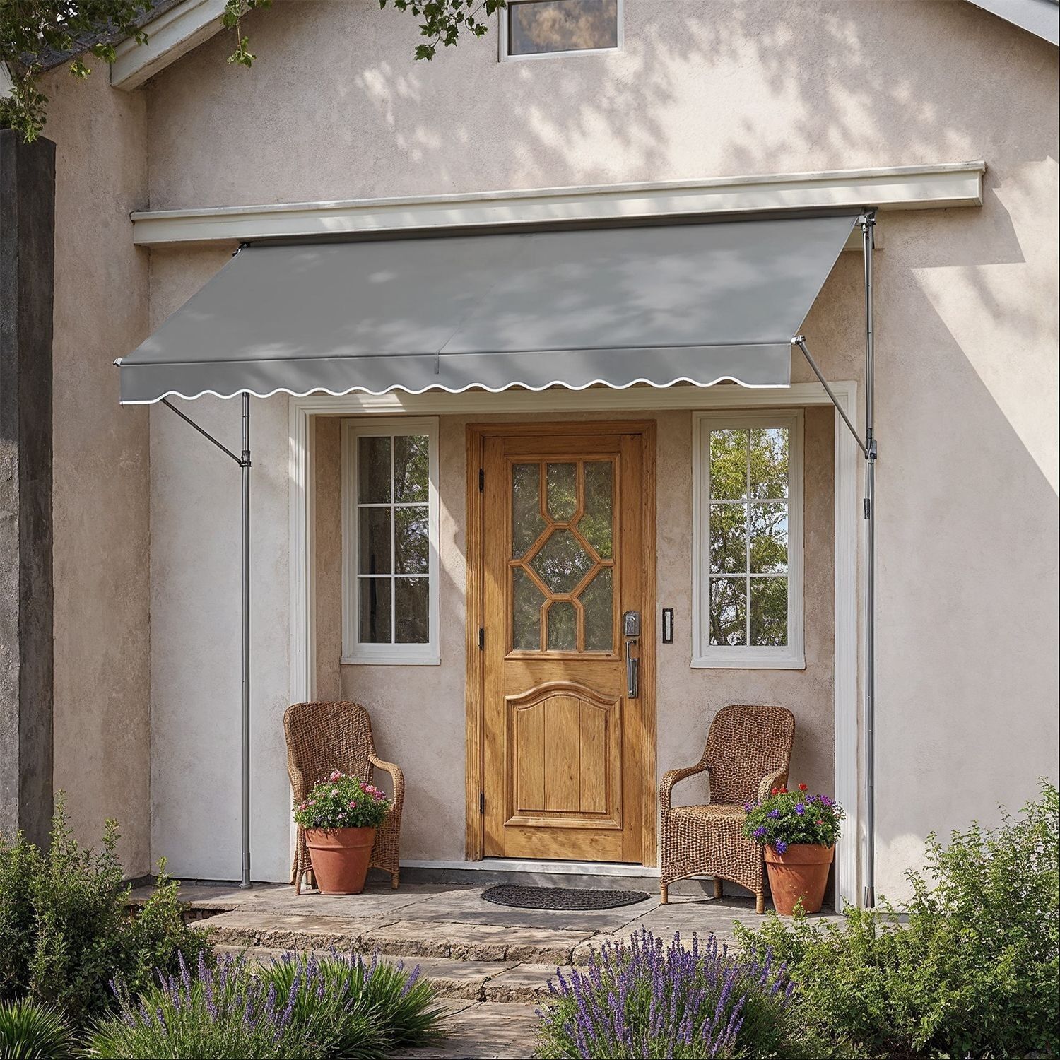 Tenda da sole a morsetto, tenda da sole per balcone regolabile in altezza - 400 x 120 cm, 4 parti