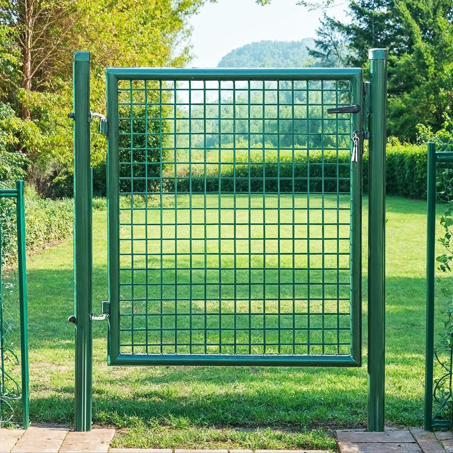 Cancello da giardino, porta da giardino, acciaio zincato - 106 x 90 cm