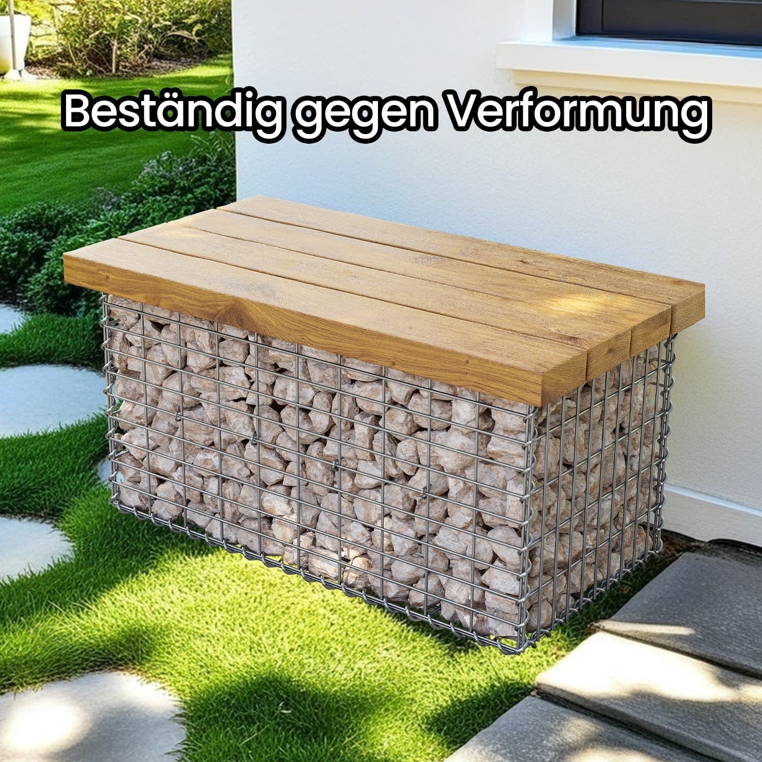 Cesto gabbione, maglia 5 x 10 cm, set da 4, argento 1