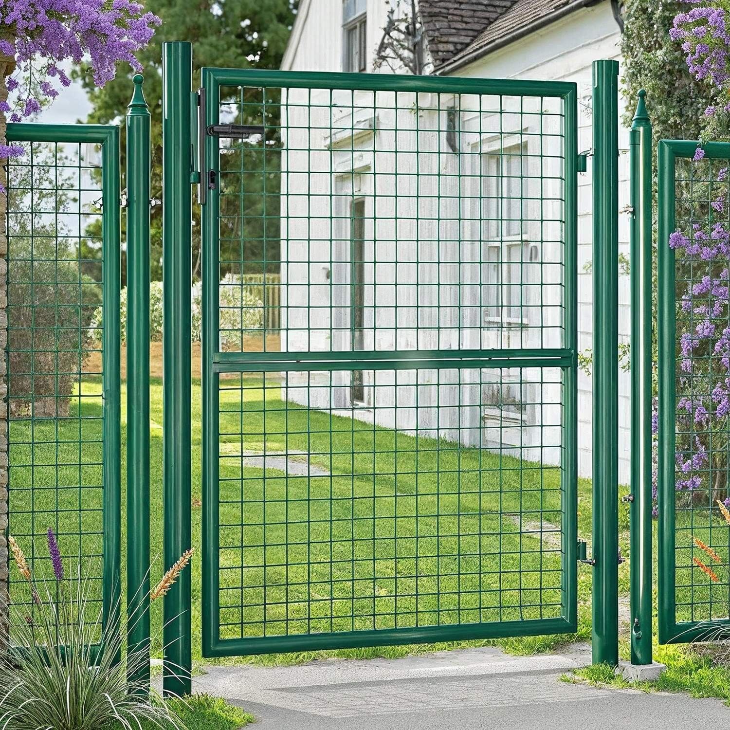 Cancello da giardino, porta da giardino, acciaio zincato - 106 x 125 cm
