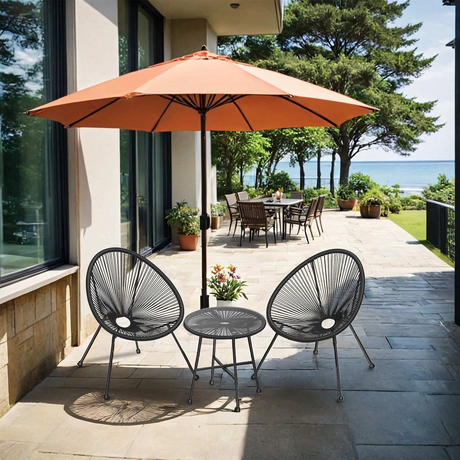 Set di 3 mobili da balcone, set di mobili da giardino, 2 sedie - 50,5 x 52 cm
