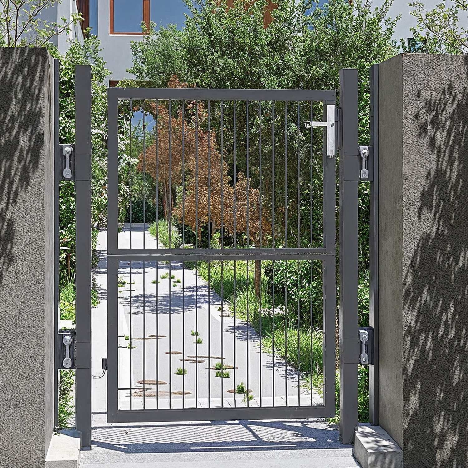 Cancello da giardino, porta da giardino, acciaio zincato - 106 x 125 cm 1