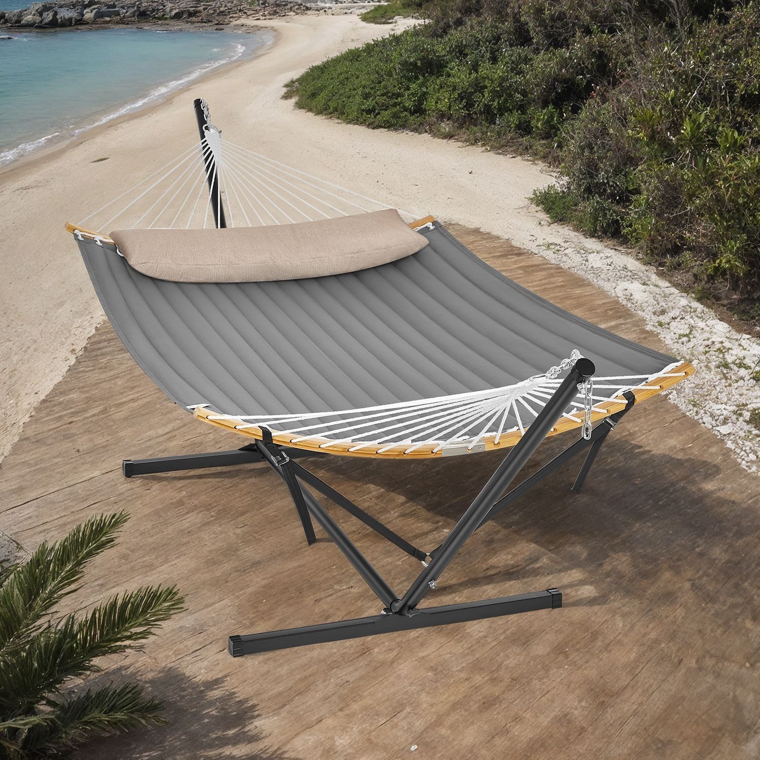 Amaca con struttura, struttura in metallo per amaca, capacità di carico fino a 200 kg - 400 x 100 x 90 cm