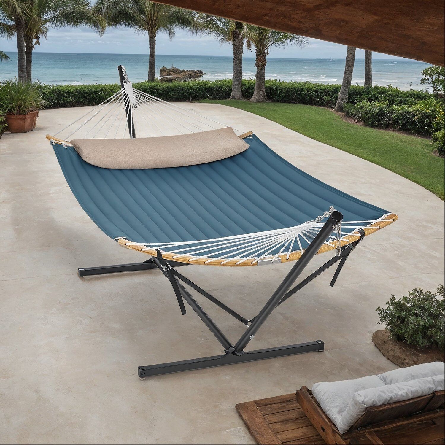 Amaca con struttura, struttura in metallo per amaca, capacità di carico fino a 200 kg - 400 x 100 x 90 cm 1