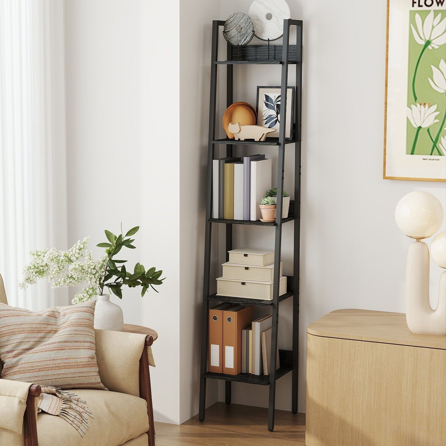 Libreria, scaffale a scala 5 livelli, stretto - 30 x 33,8 x 170 cm