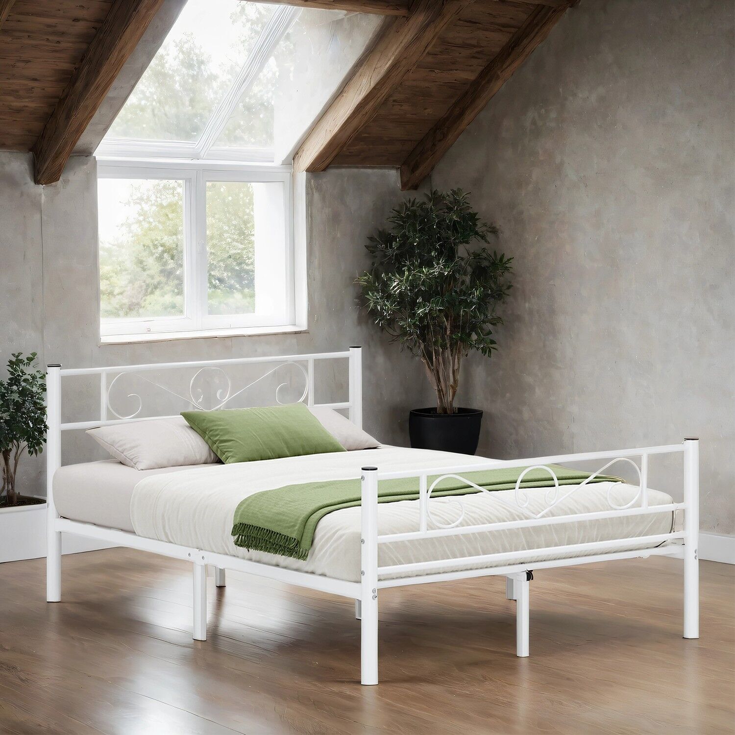 Letto 140 x 190 cm, letto per gli ospiti, letto matrimoniale in metallo 1