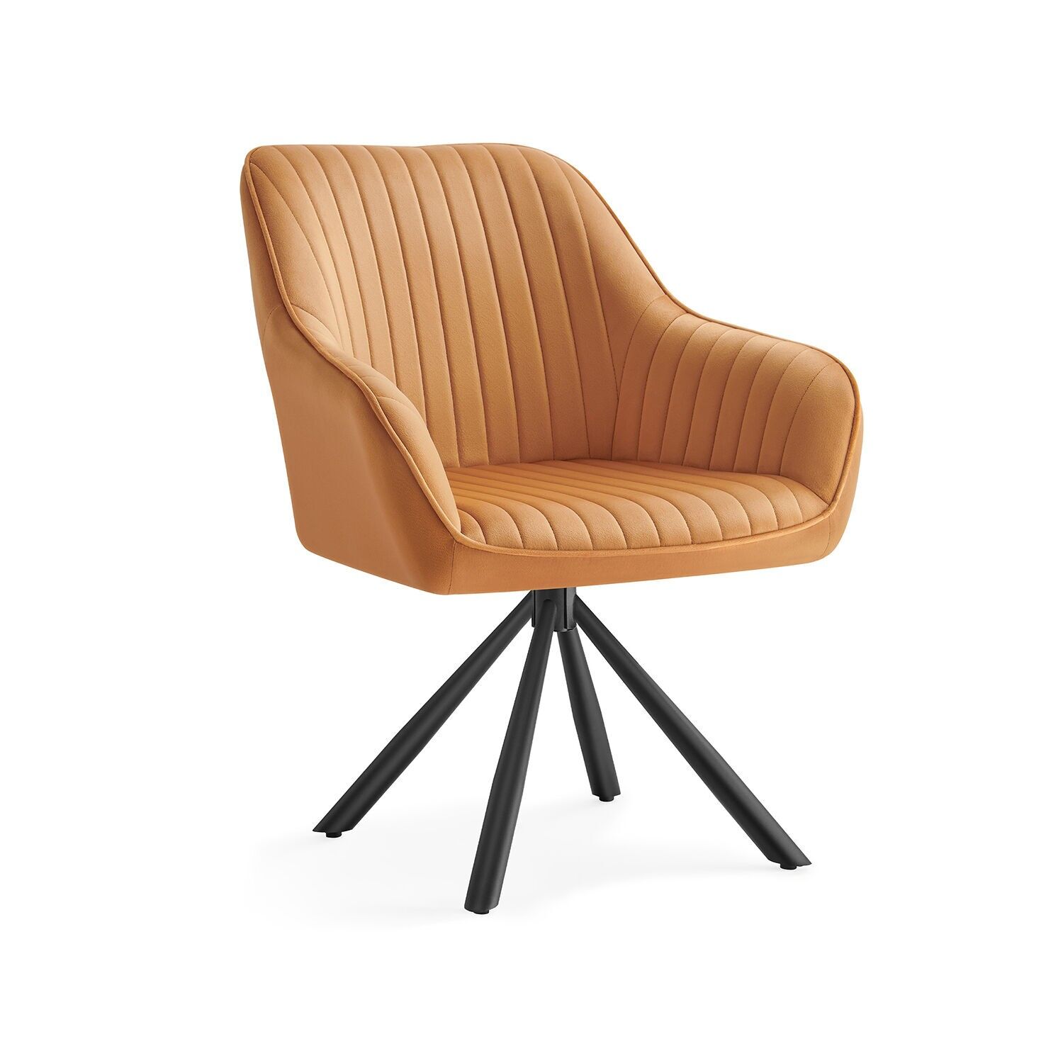 Sedia da pranzo con braccioli in marrone caramello con toni neri – 60 x 60 x 81,5 cm