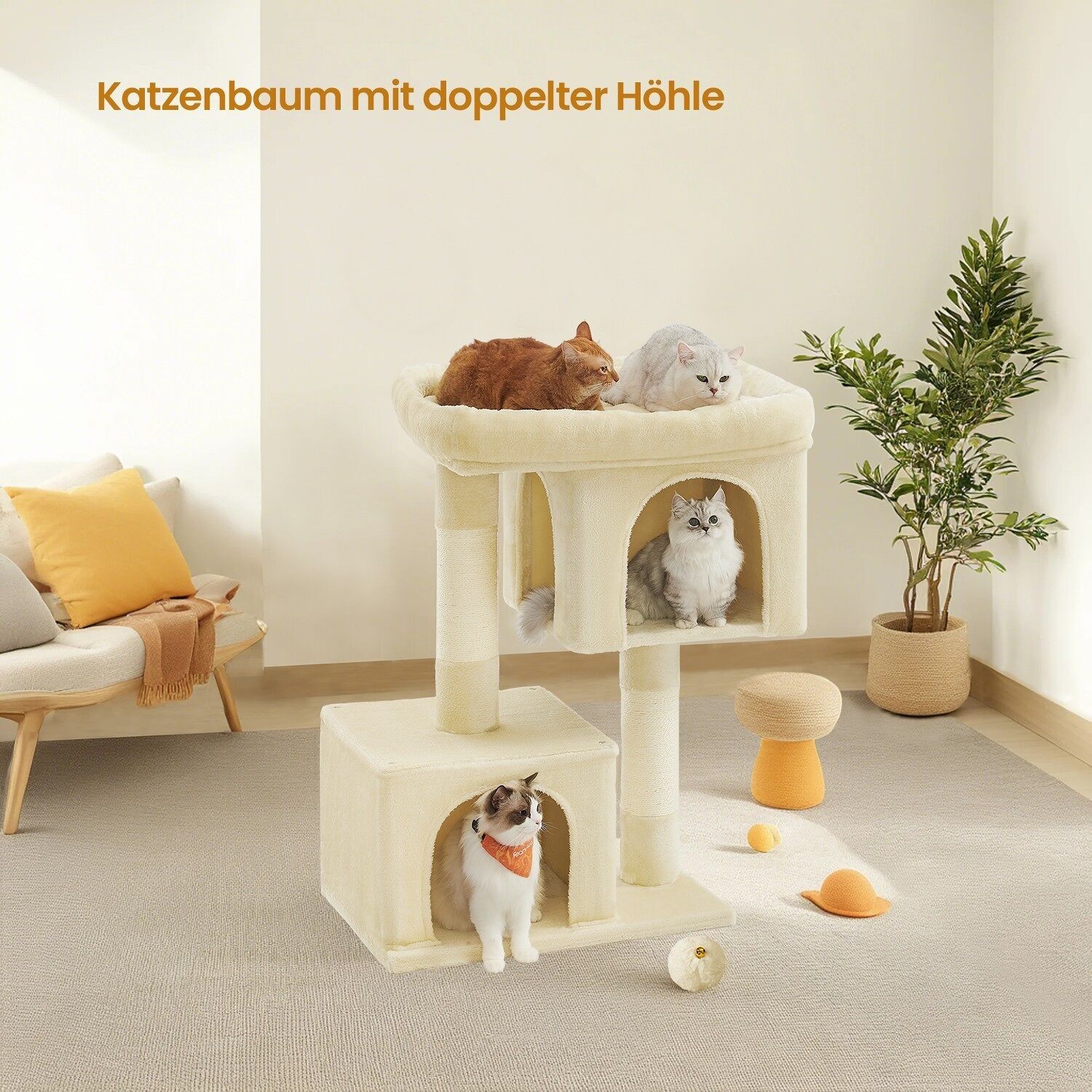 Tiragraffi, albero per gatti alto 101 cm, grande piattaforma 1