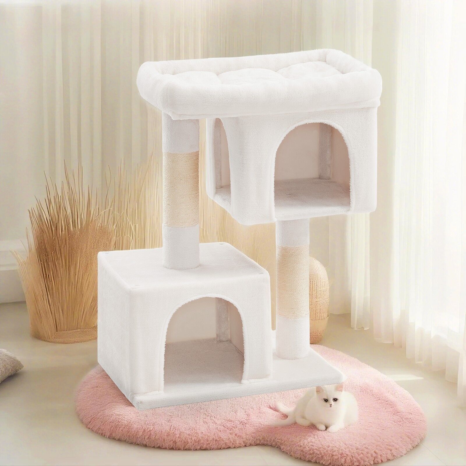 Tiragraffi, albero per gatti alto 101 cm, grande piattaforma 2