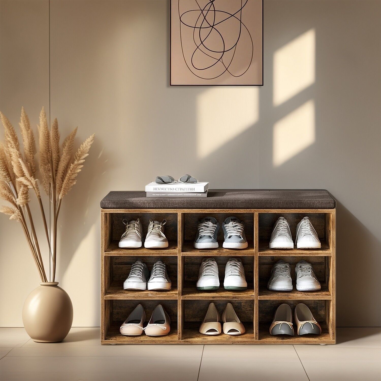 Panca portascarpe con spazio di archiviazione, scarpiera con seduta, panca - 30,3 x 78,5 x 48 cm