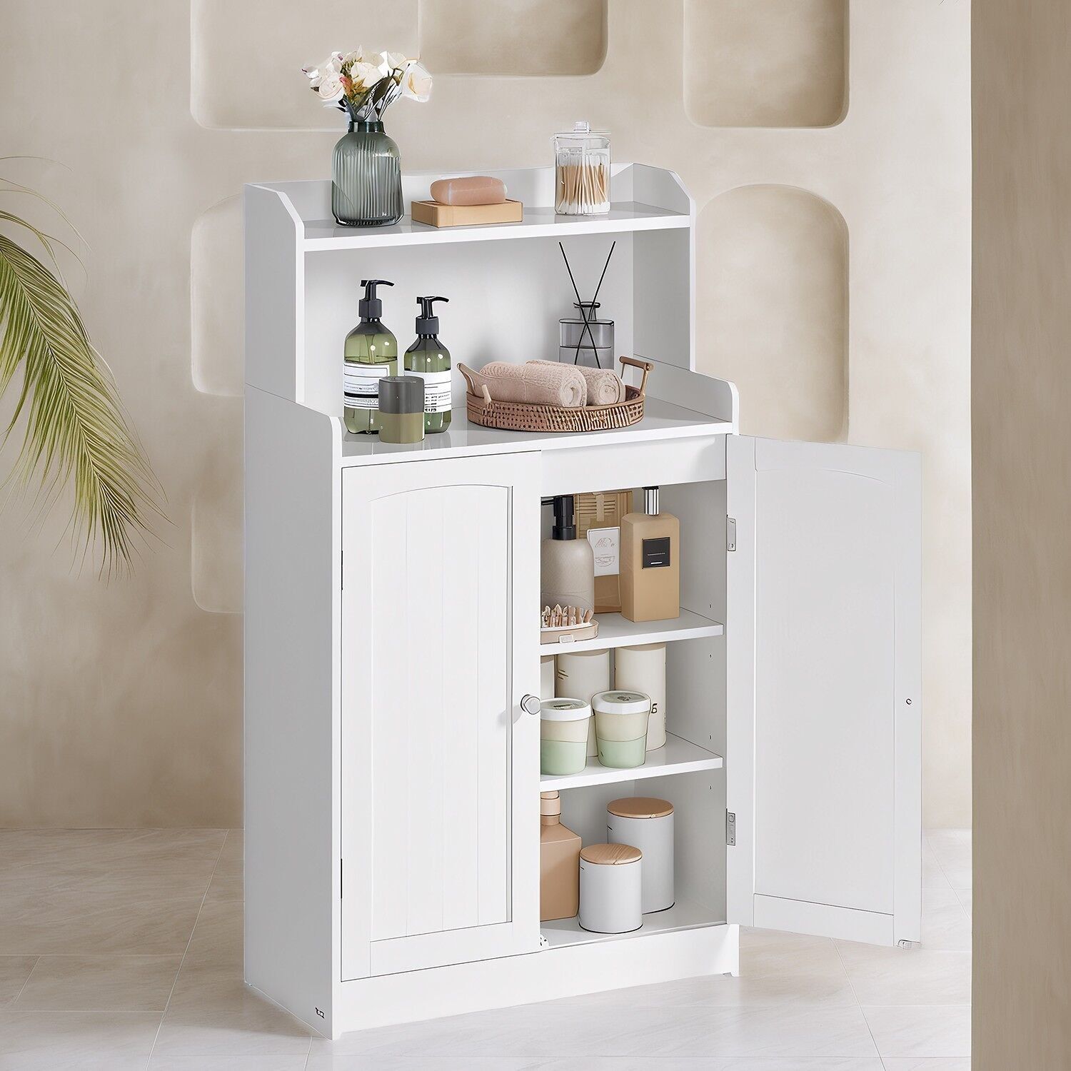 Mobiletto da bagno, mobiletto da bagno con 2 ante, 2 ripiani regolabili - 30 x 60 x 100 cm