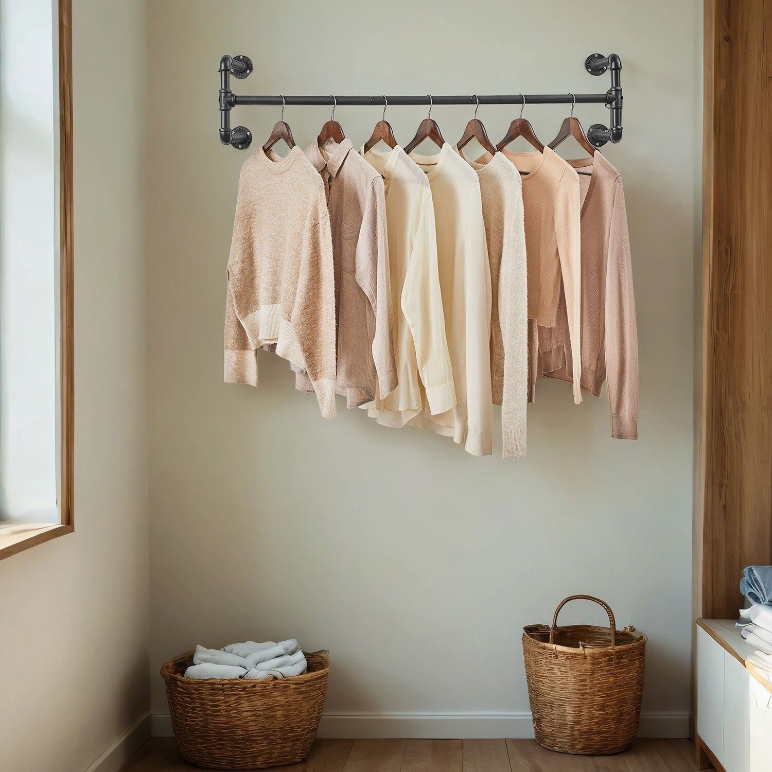 Appendiabiti da parete, asta appendiabiti, imitazione tubo - 110 x 30 x 29,3 cm