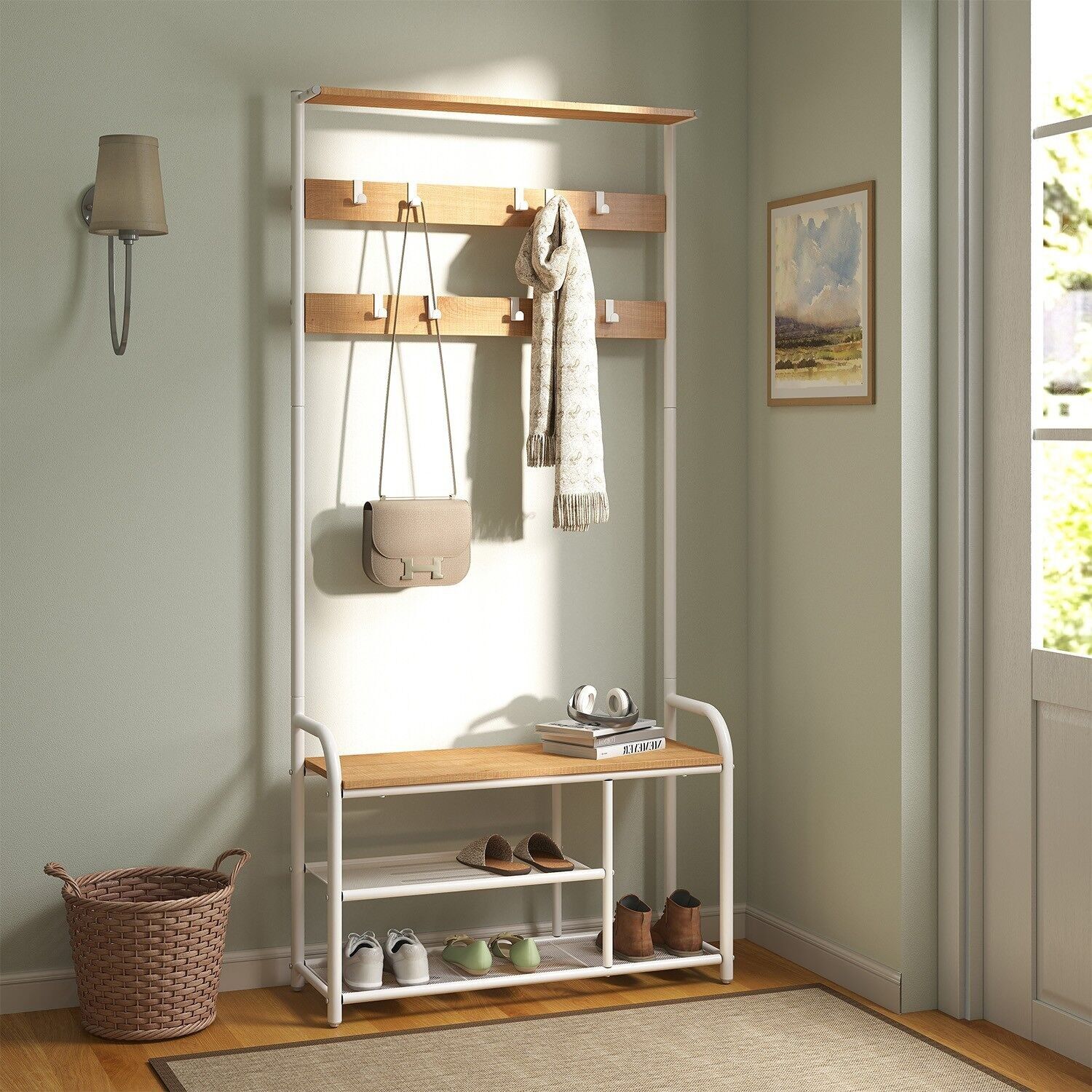 Armadio, attaccapanni, mobiletto guardaroba 9 ganci - 30 x 85 x 180,5 cm