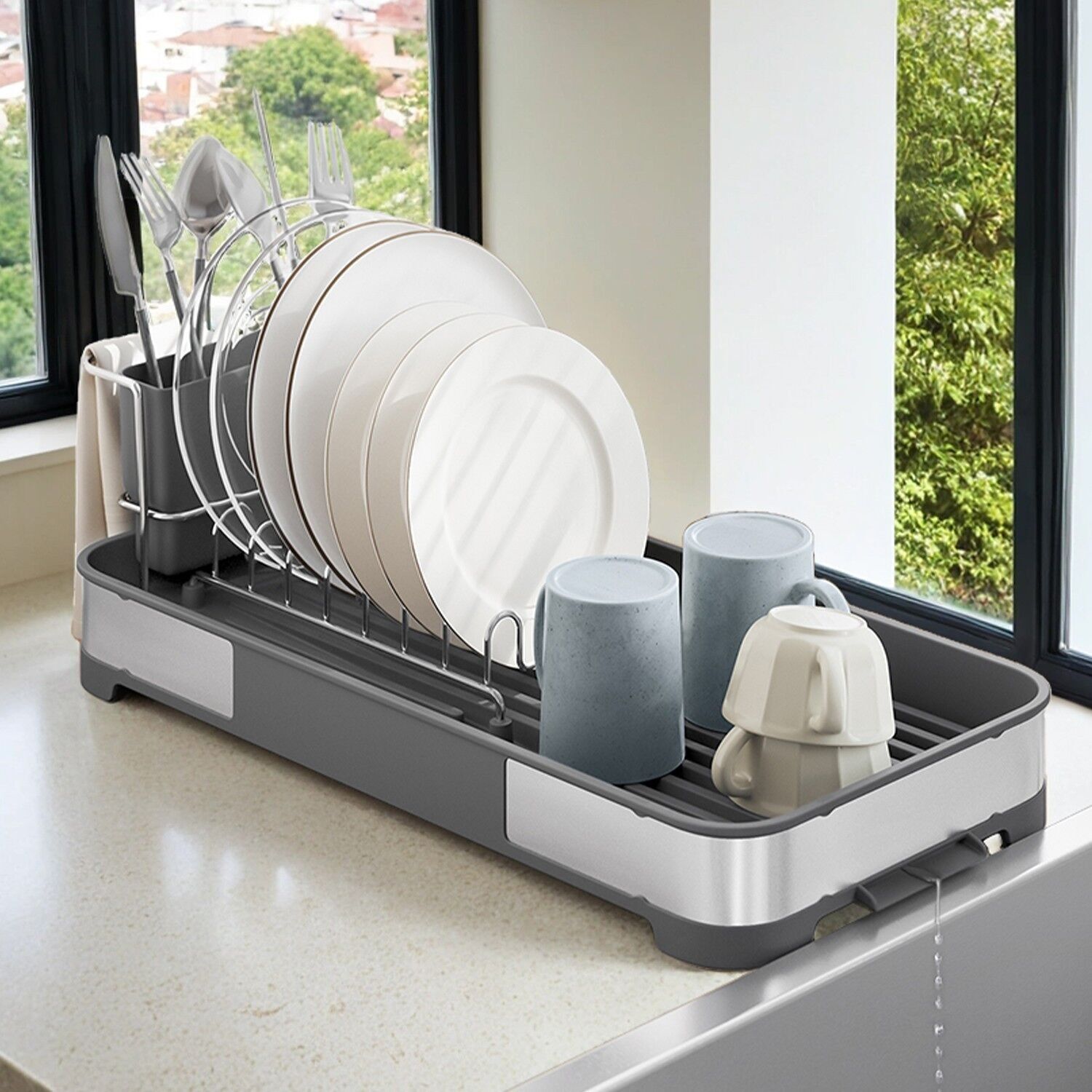 Cestello portapiatti piccolo, scolapiatti per lavello, scolapiatti - 20,6 x 44,5 x 13,1 cm