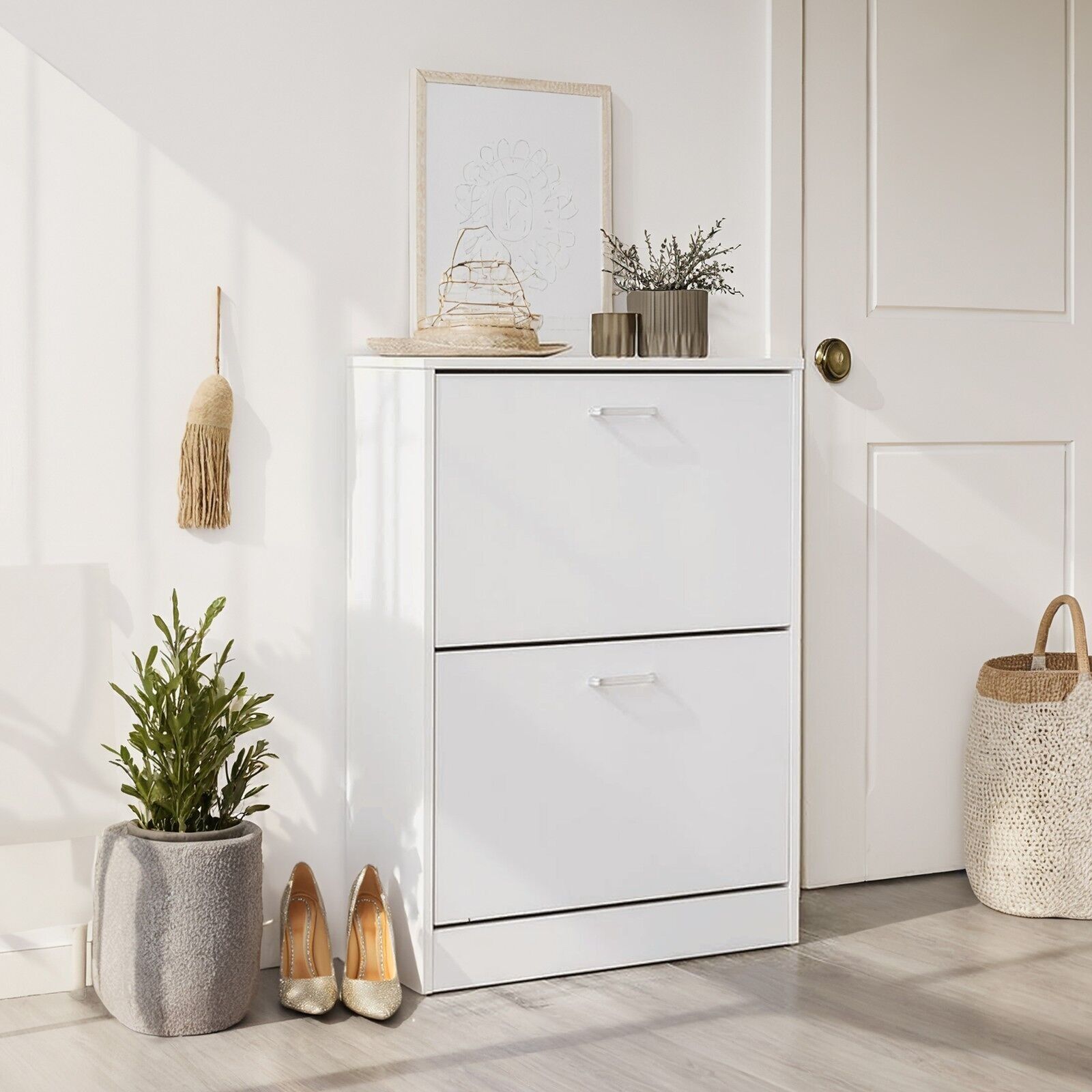 Scarpiera, scarpiera con 2 ripiani, divisori regolabili - 60 x 83,5 x 24 cm