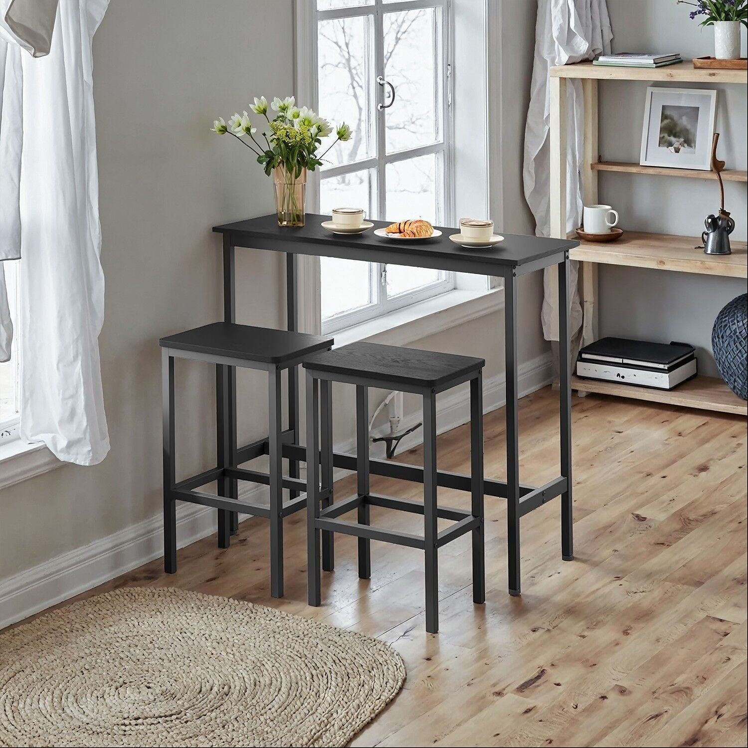 Set da pranzo, tavolo da bar con 2 sgabelli da bar, tavolo da bar con set di sedie - 100 x 40 x 90 cm 1