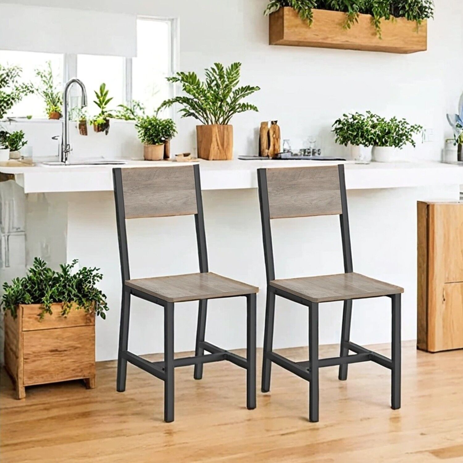 Set di 2 sedie da pranzo, grigio melange-grigio opaco - 36 x 46,6 x 87,1 cm 1