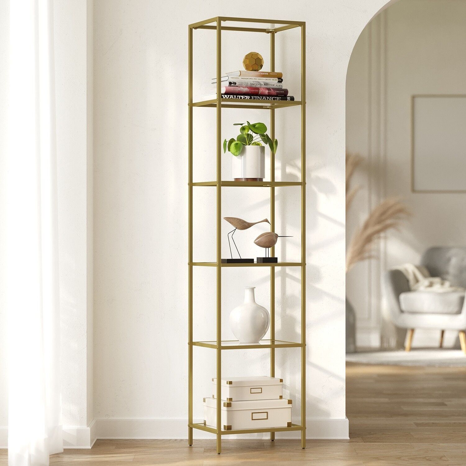 Mensola, mensola da bagno, 6 ripiani - 30 x 40 x 177,3 cm