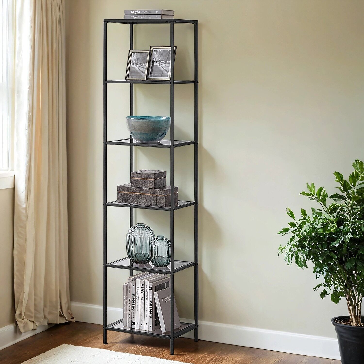 6 pezziMensola, mensola da bagno con vetro caldo, per bagno - 30 x 40 x 177,3 cm