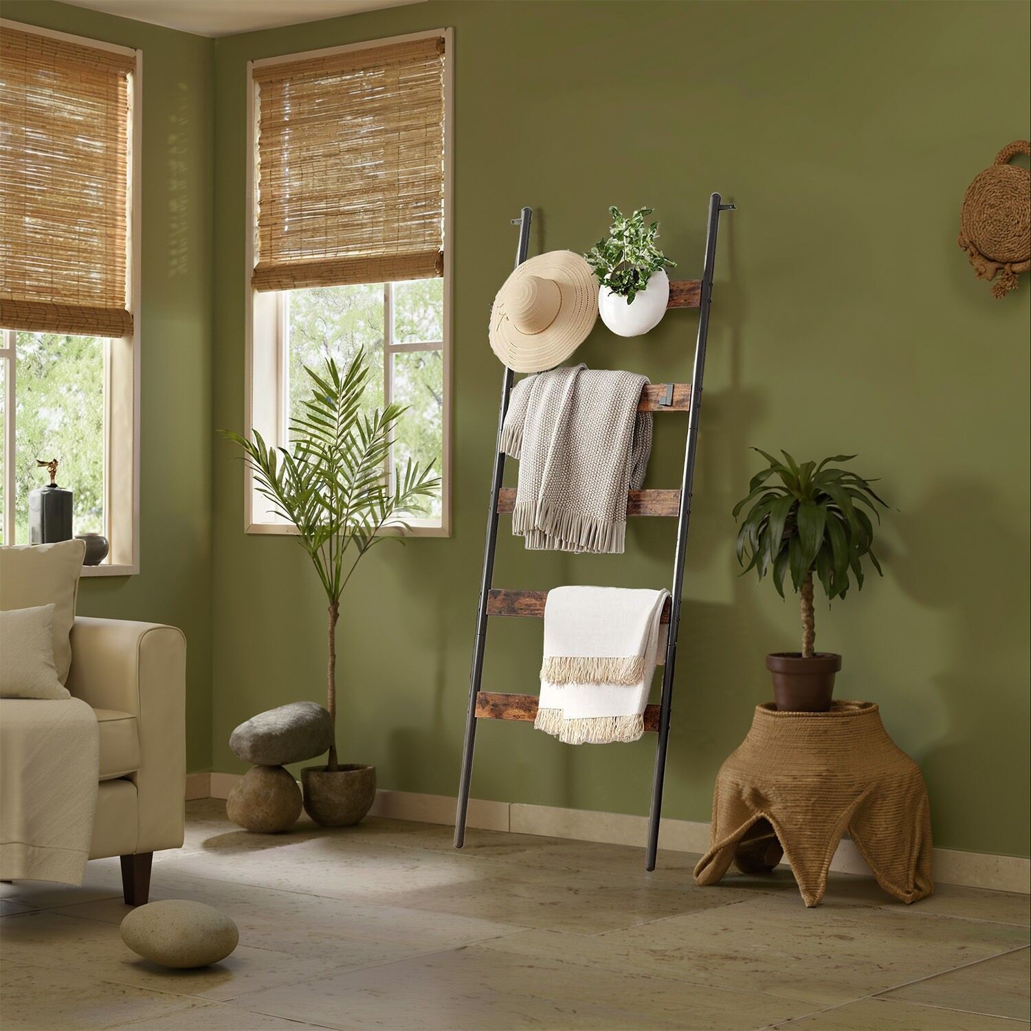 Mensola a scala inclinata, portasciugamani, 5 livelli - 65 cm