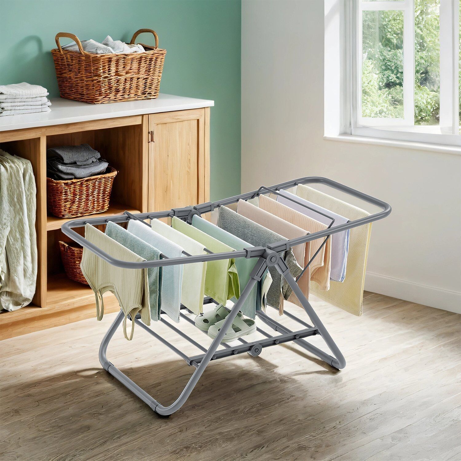 Piccolo stendibiancheria, stendibiancheria verticale con 2 ali, pieghevole - 44 x 101 x 54 cm