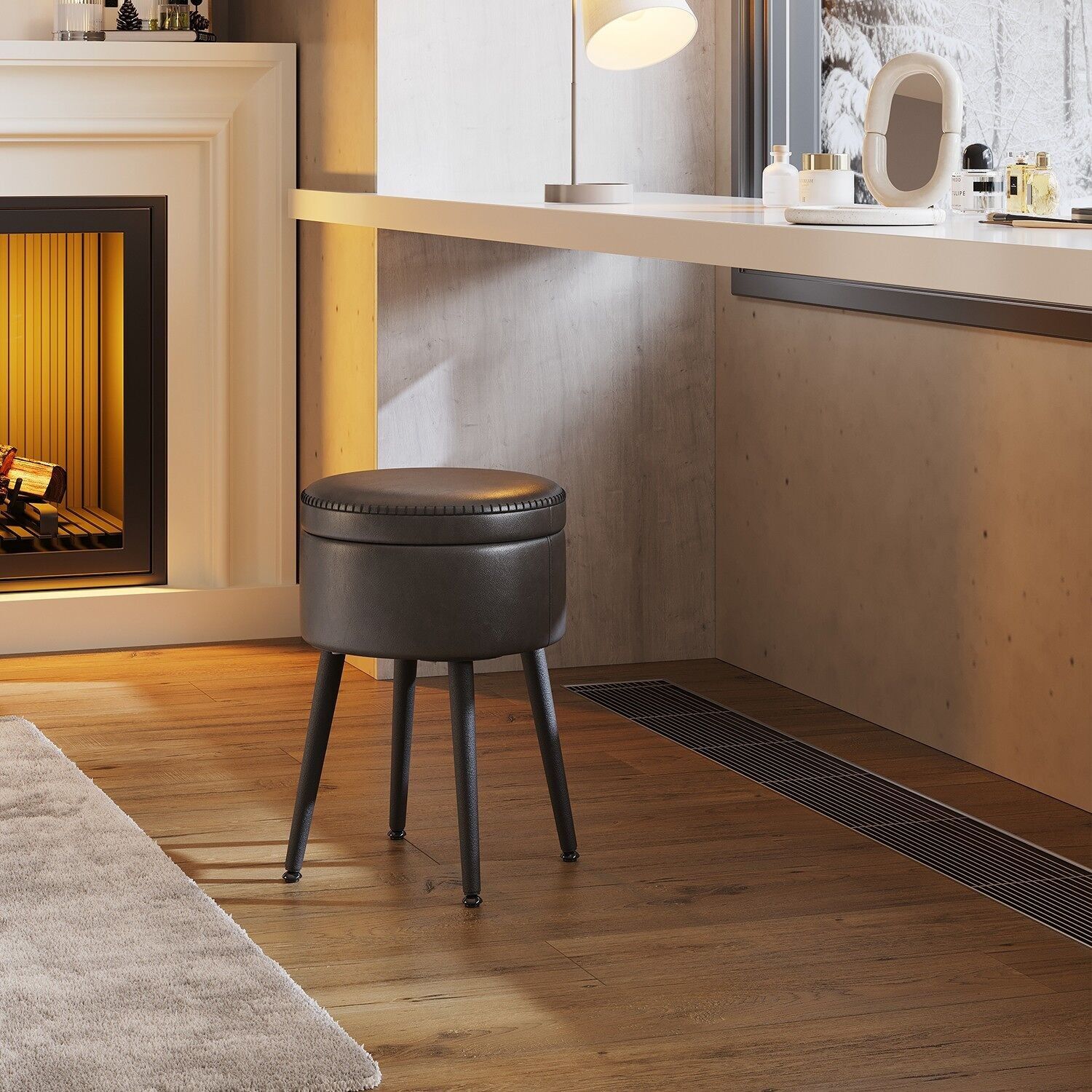 Sgabello, panca con vano contenitore, seduta a cassapanca - 38,2 cm