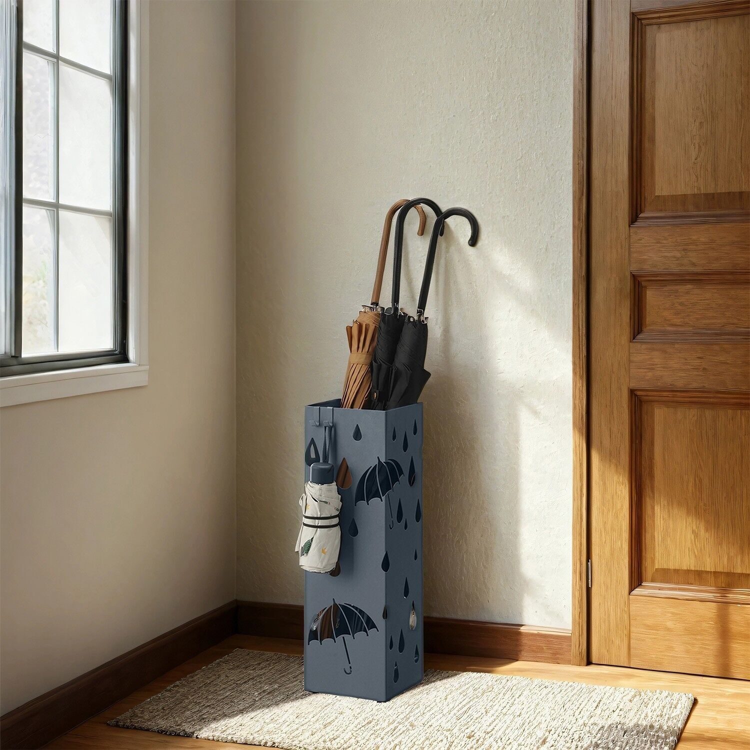 Portaombrelli, portaombrelli in metallo, quadrato - 15,5 x 15,5 x 49 cm 2