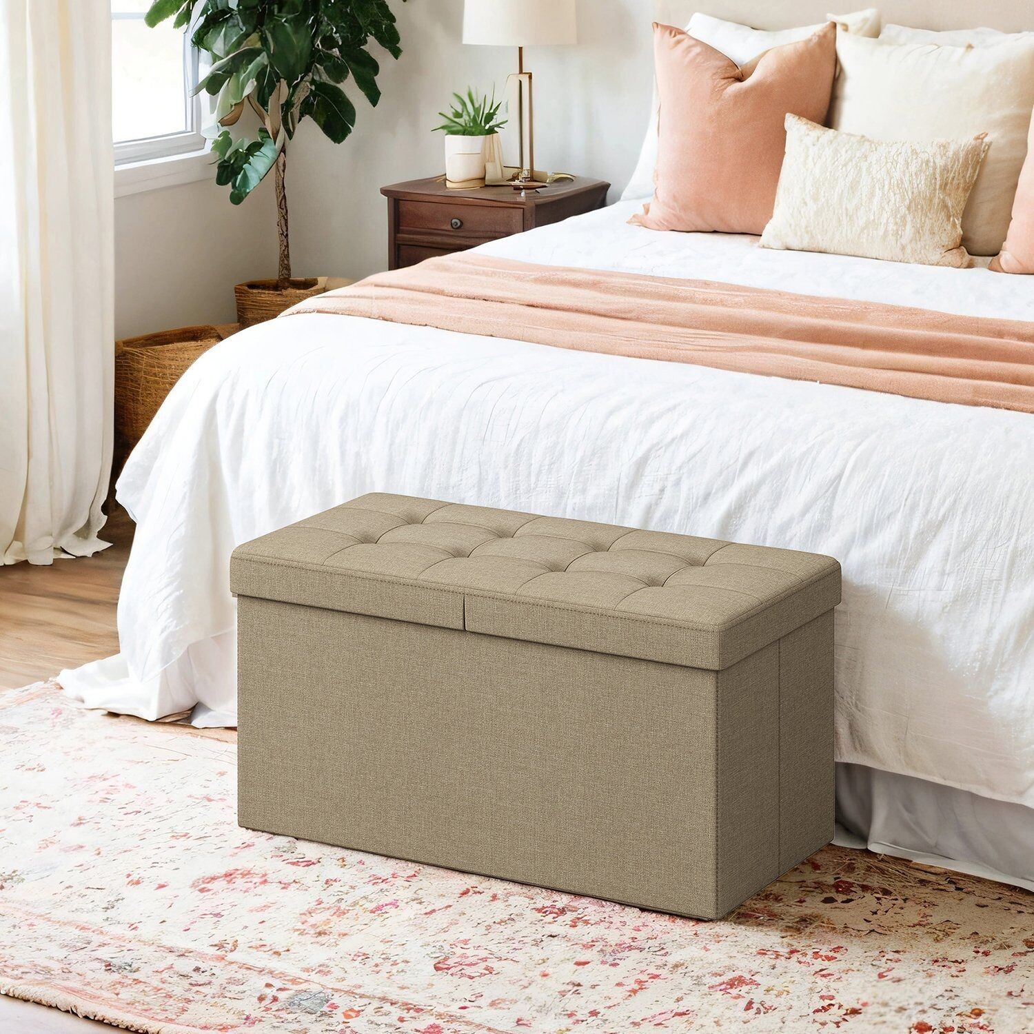 Panca con spazio di archiviazione, sedile WC pieghevole, contenitore - 38 x 76 x 38 cm 1