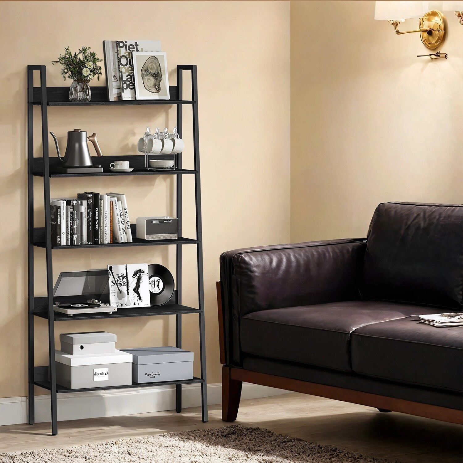 Libreria, scaffale a scala 5 livelli, scaffale stretto - 30 x 80 x 170 cm 1