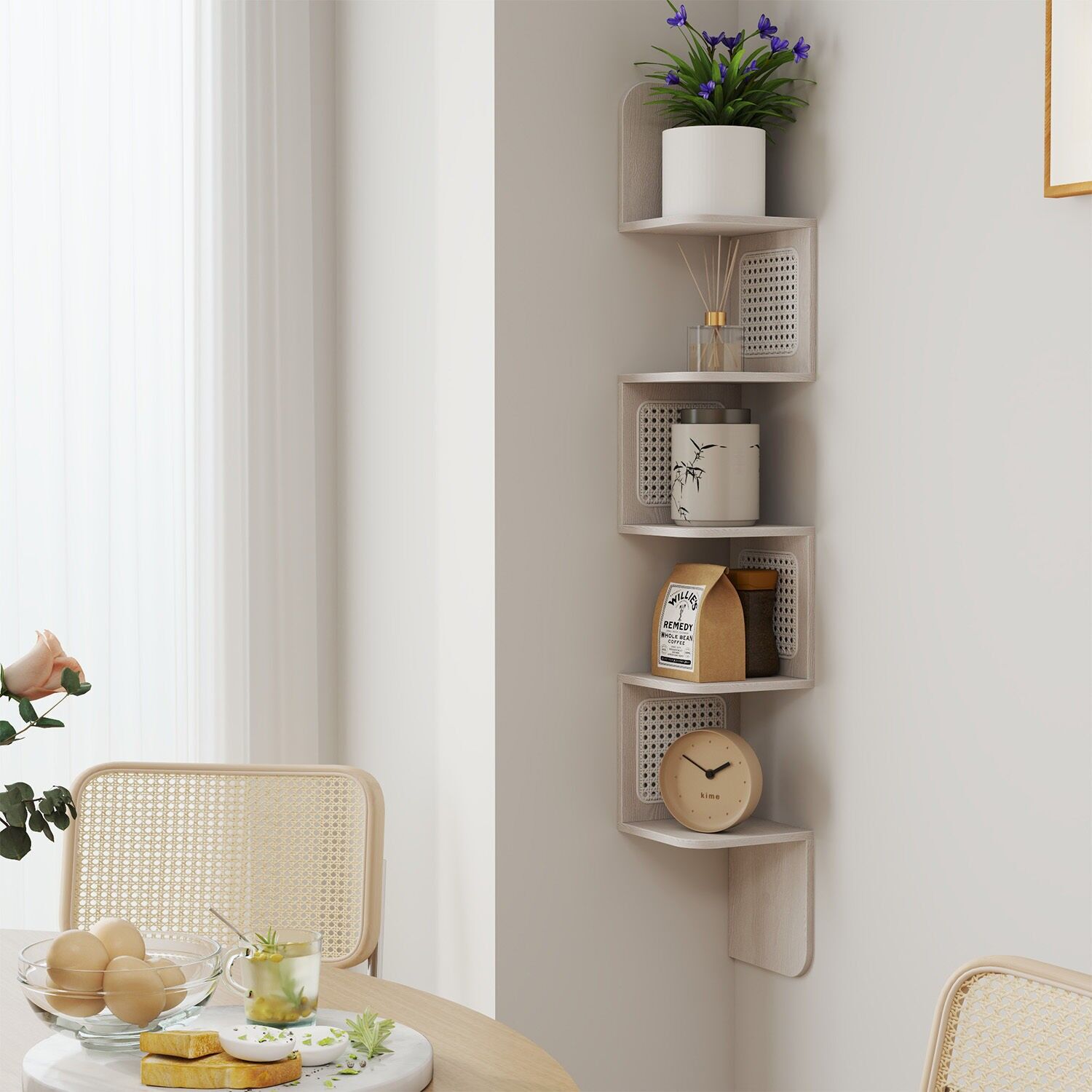 Mensola angolare, mensola da parete 5 livelli, mensola sospesa - 20 x 20 x 126 cm 1