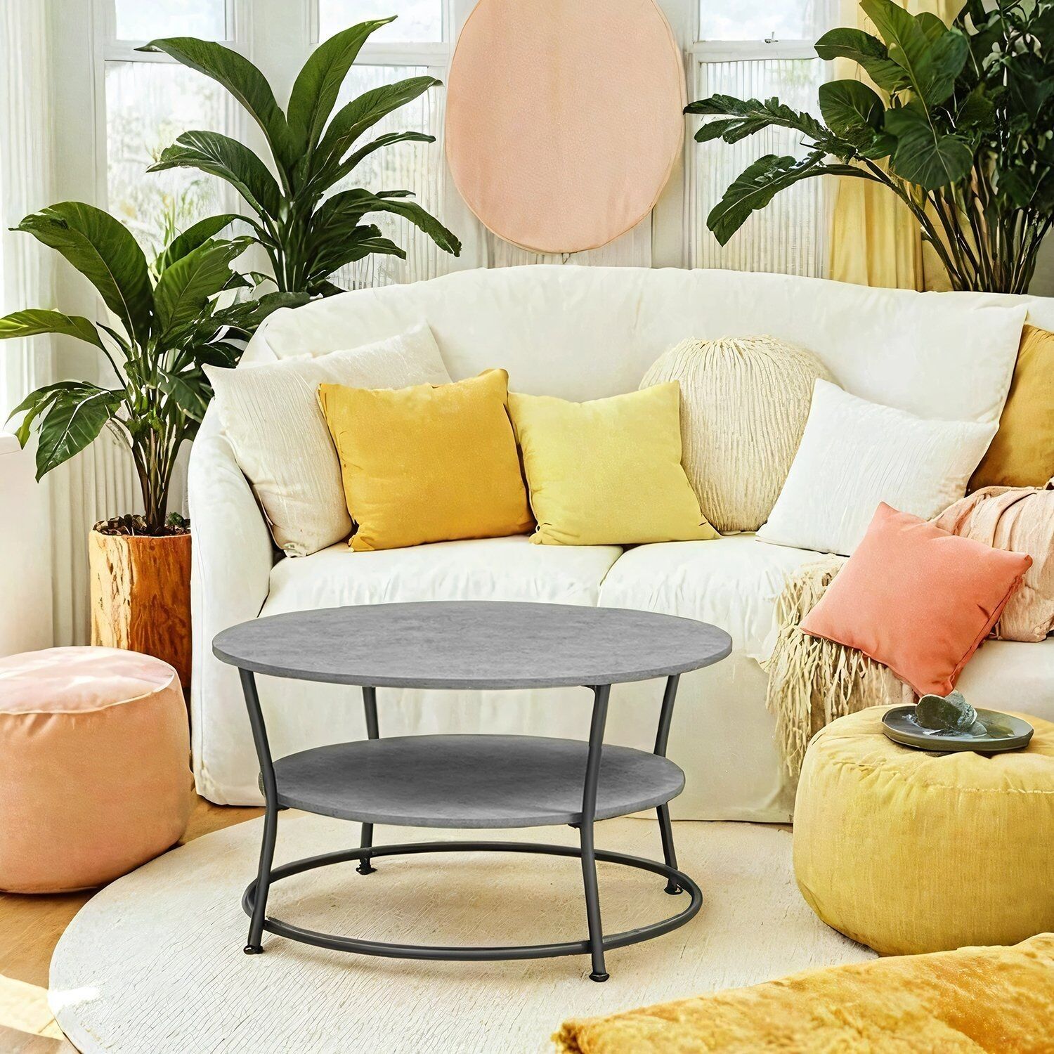 Tavolino Rinder con ripiano, design industriale - 80 cm 1