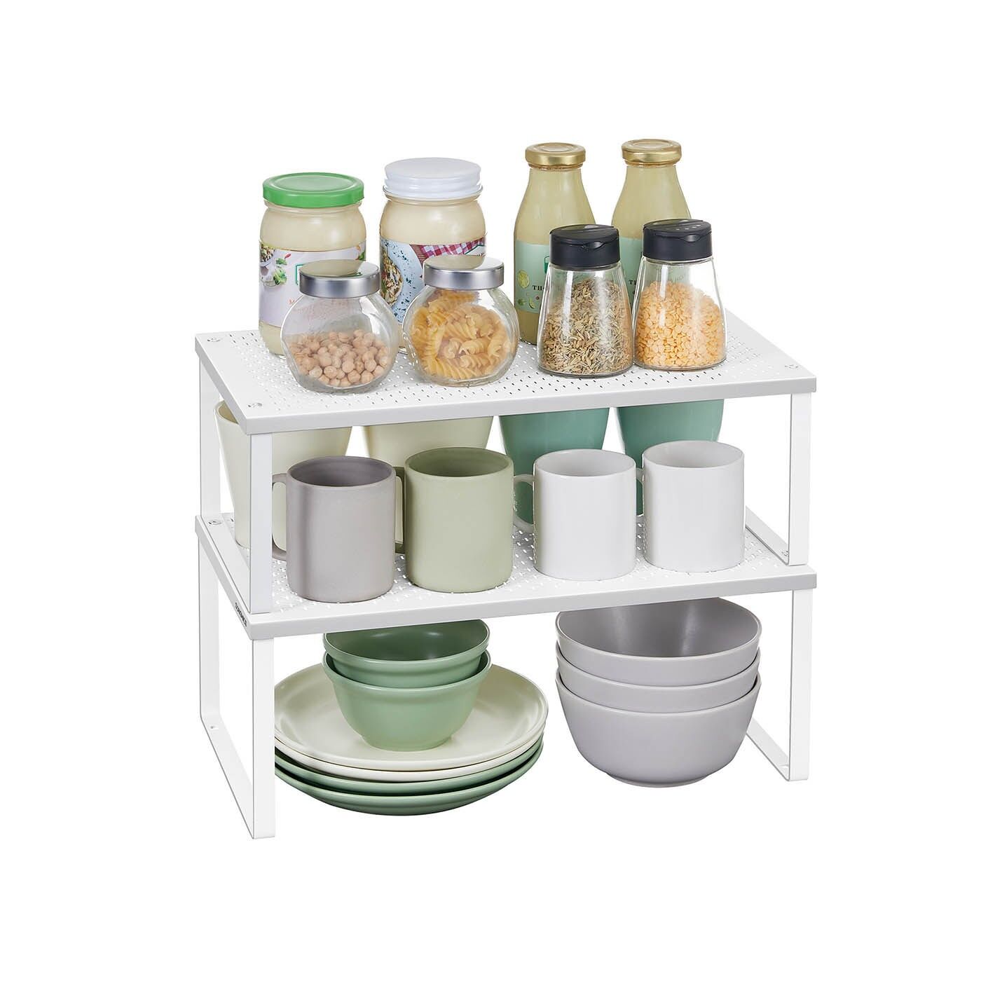 Set porta spezie con 2 aste estensibili impilabili bianco - 22,9 x 40 x 15,4 cm