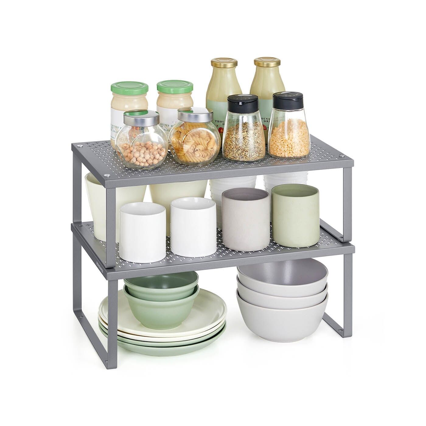 Set porta spezie con 2 aste estensibili impilabili, argento - 22,9 x 40 x 15,4 cm