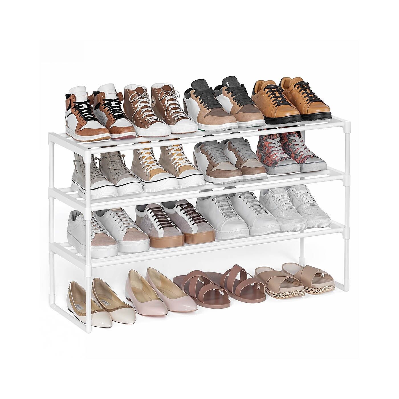 Scarpiera a 3 ripiani per 16-20 paia di scarpe, bianco perla - 30 x 42,5 x 71,5 cm