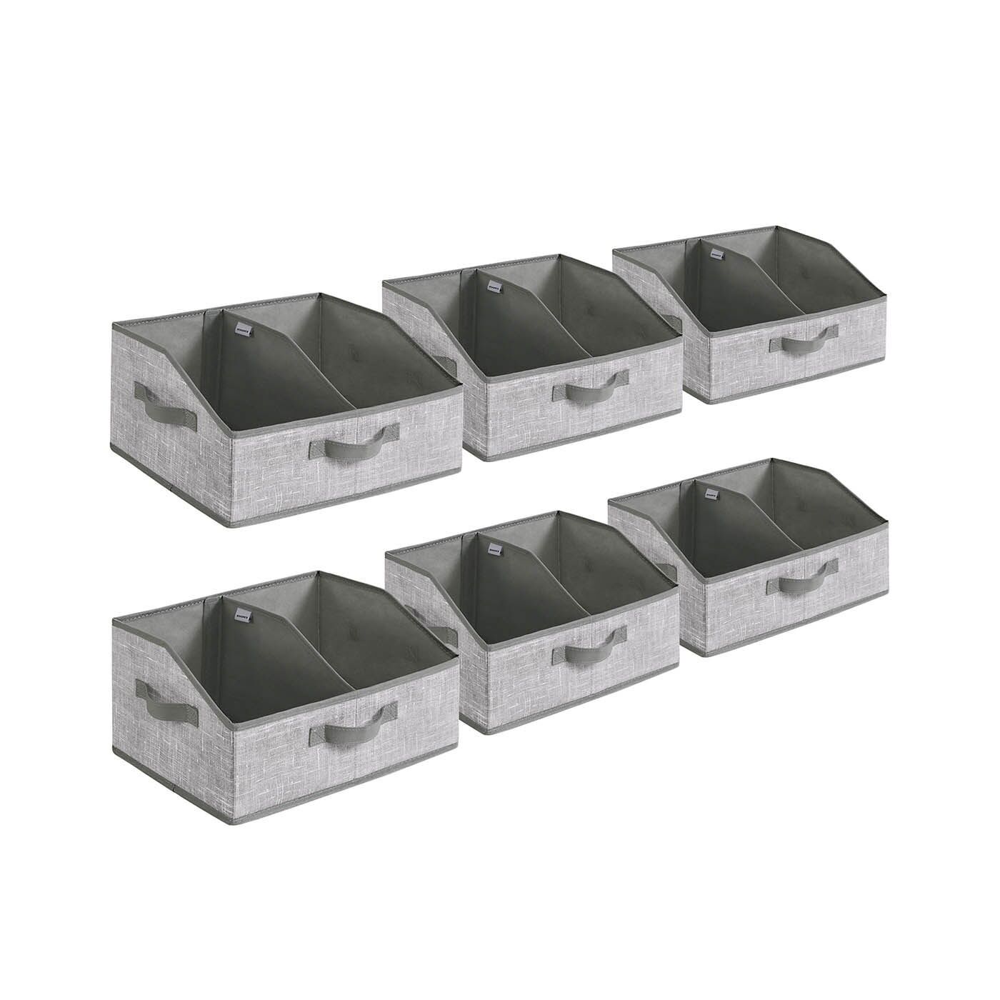 Set di 6 scatole portaoggetti, 40 x 30 x 20 cm, grigio scaglie