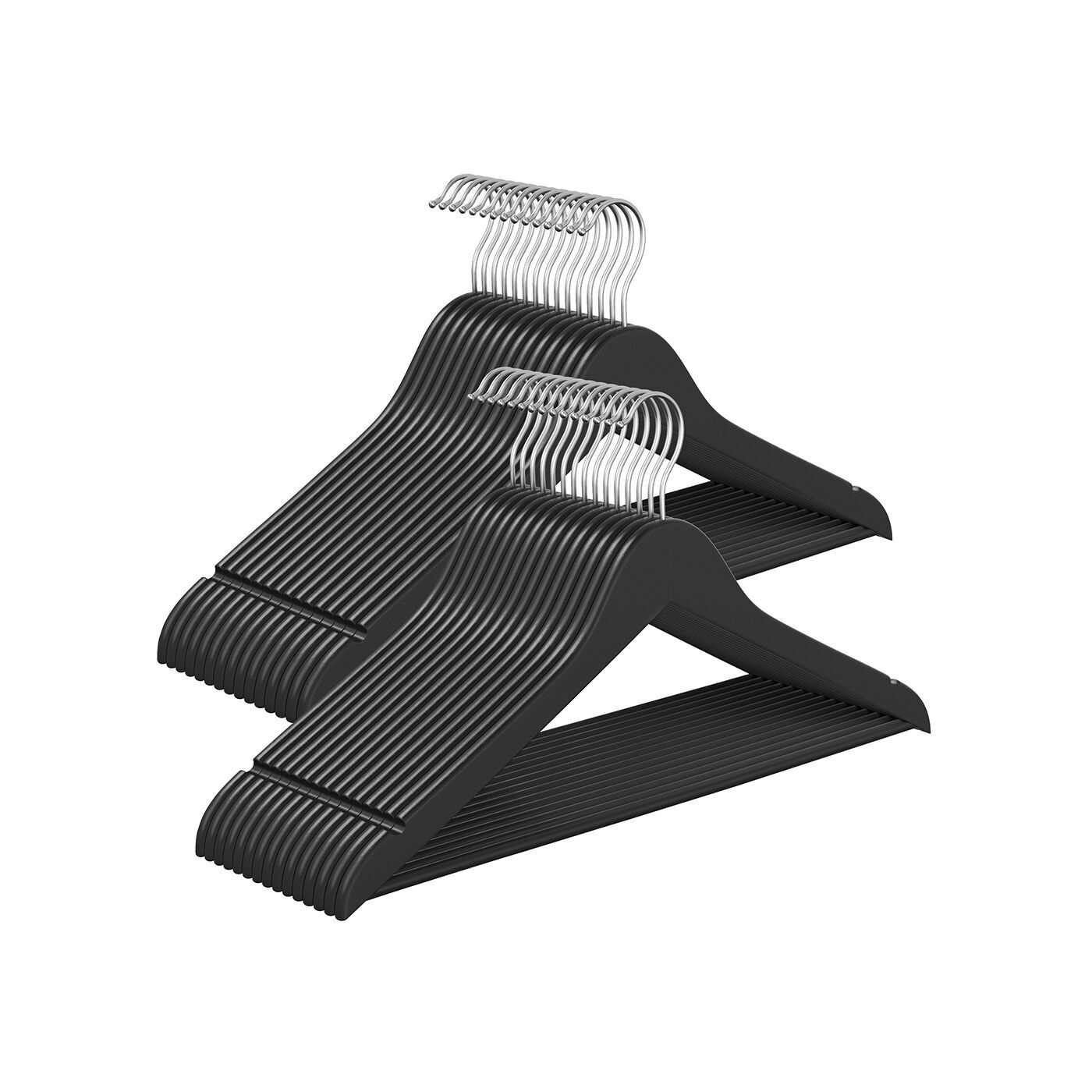 Set di 30 grucce in legno con ganci girevoli a 360°, colore nero - 43 x 21 cm