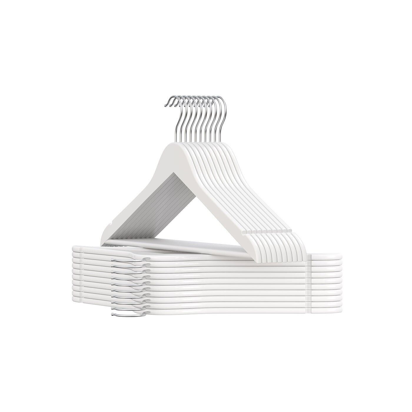 Set di 20 grucce in legno con ganci girevoli a 360°, bianco nuvola - 43 x 21 cm