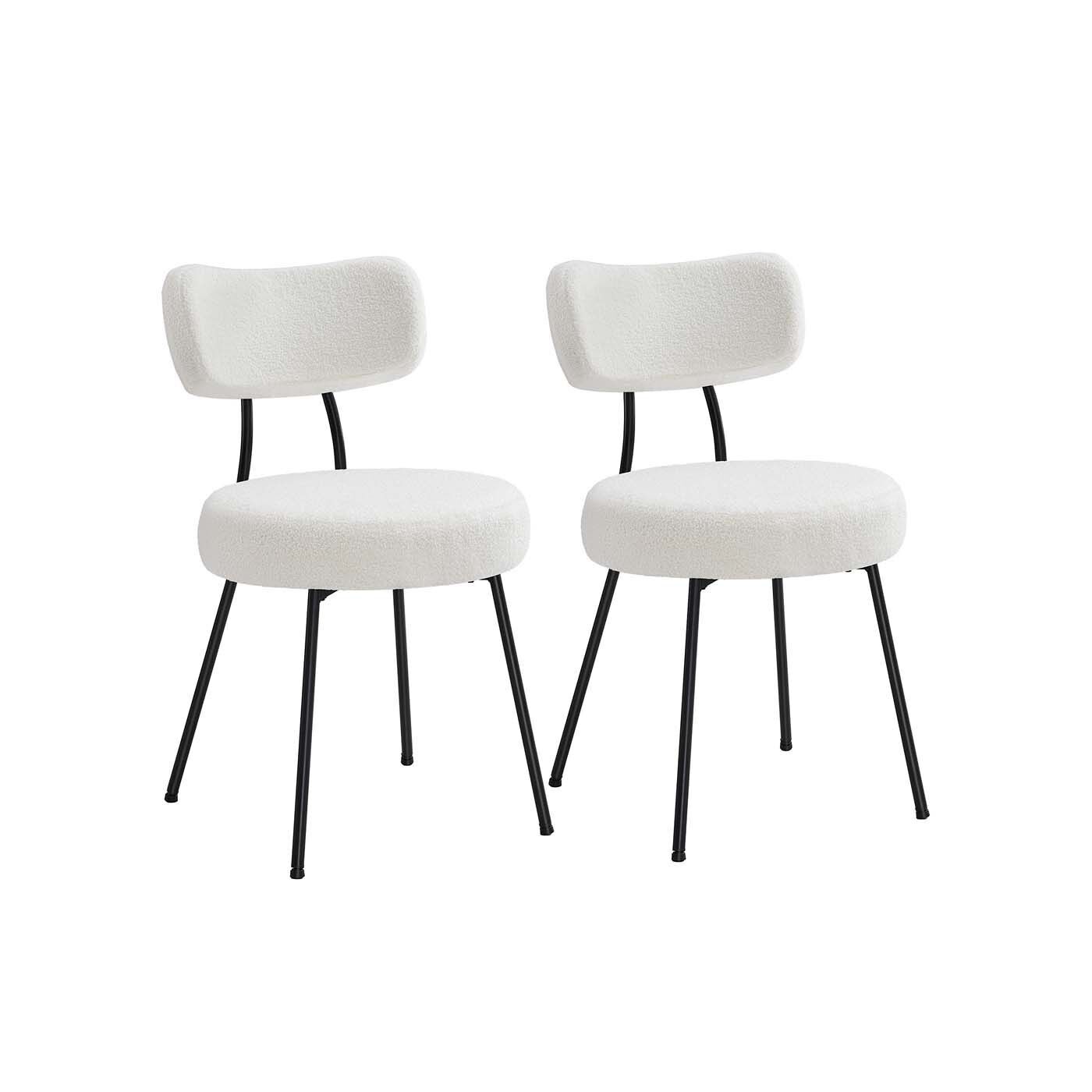 Set di 2 sedie da pranzo con superficie in tessuto non tessuto bianco crema - 59 x 48,5 x 82,5 cm