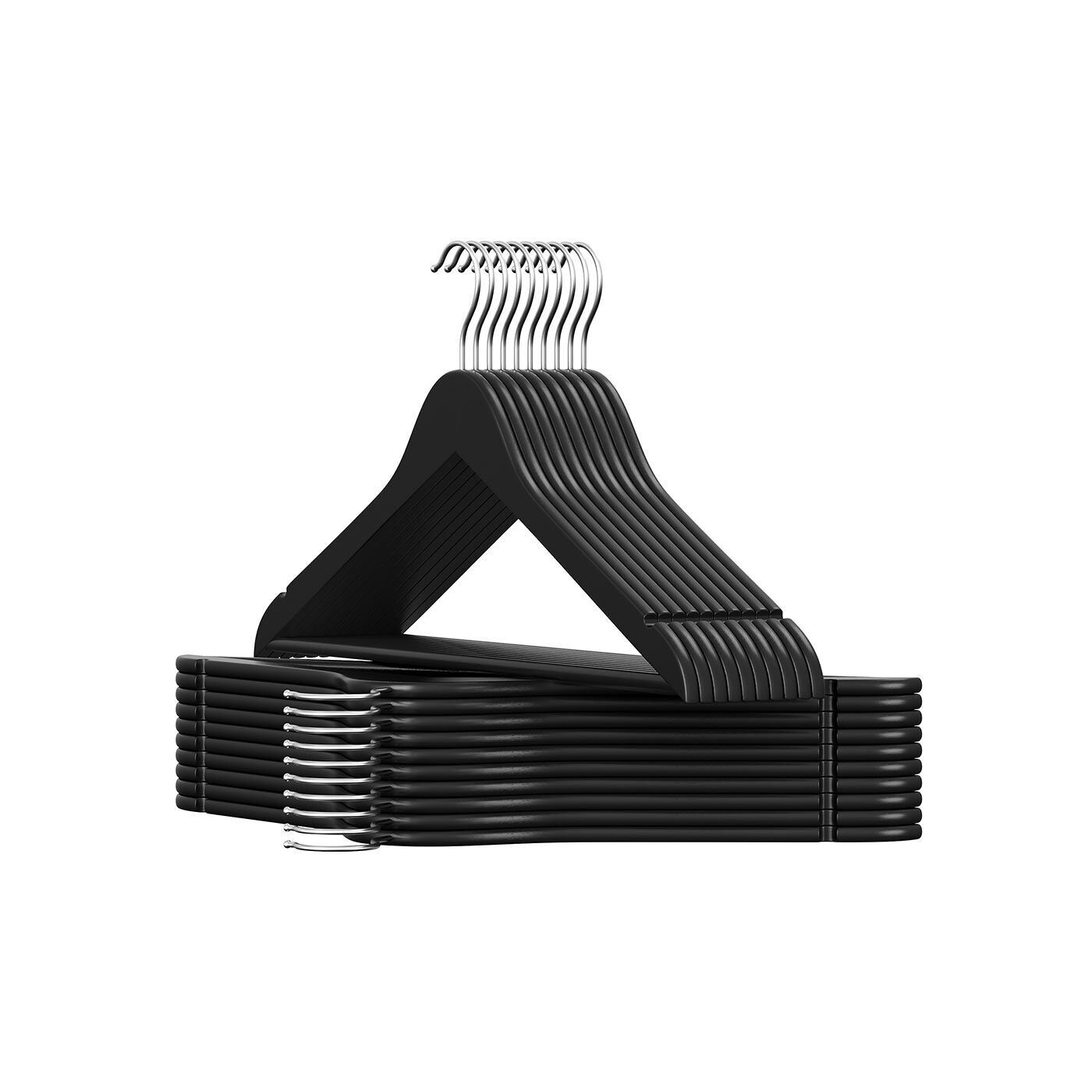 Grucce in legno, set da 20 con ganci girevoli a 360°, sfumate nere - 43 x 21 cm