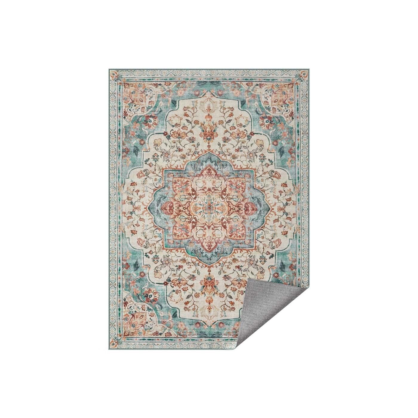 Tappeto vintage 140 x 200 cm blu acquamarina chiaro