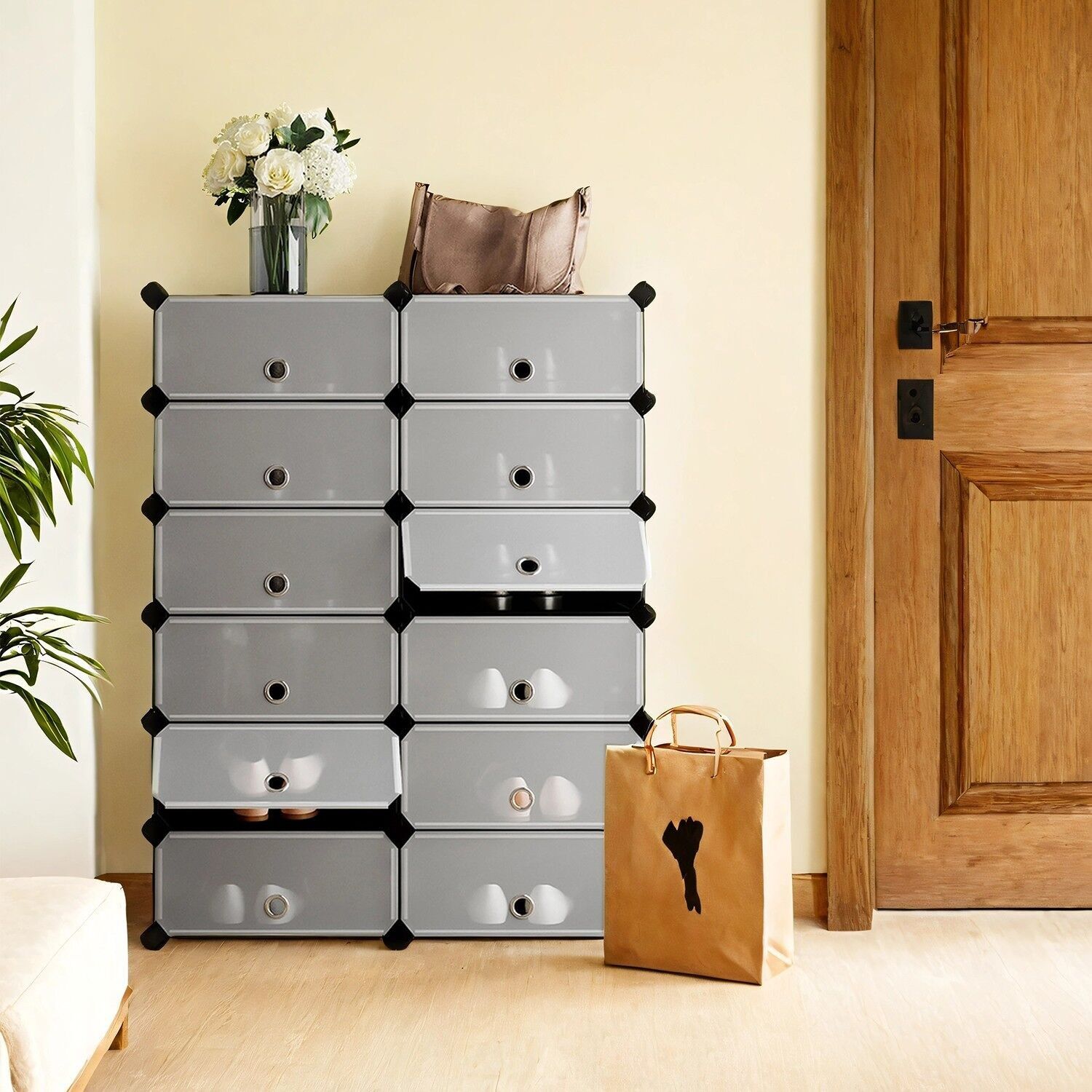 Scarpiera in plastica, sistema di scaffalature, ripiano a innesto - 40 x 30 x 17 cm 1