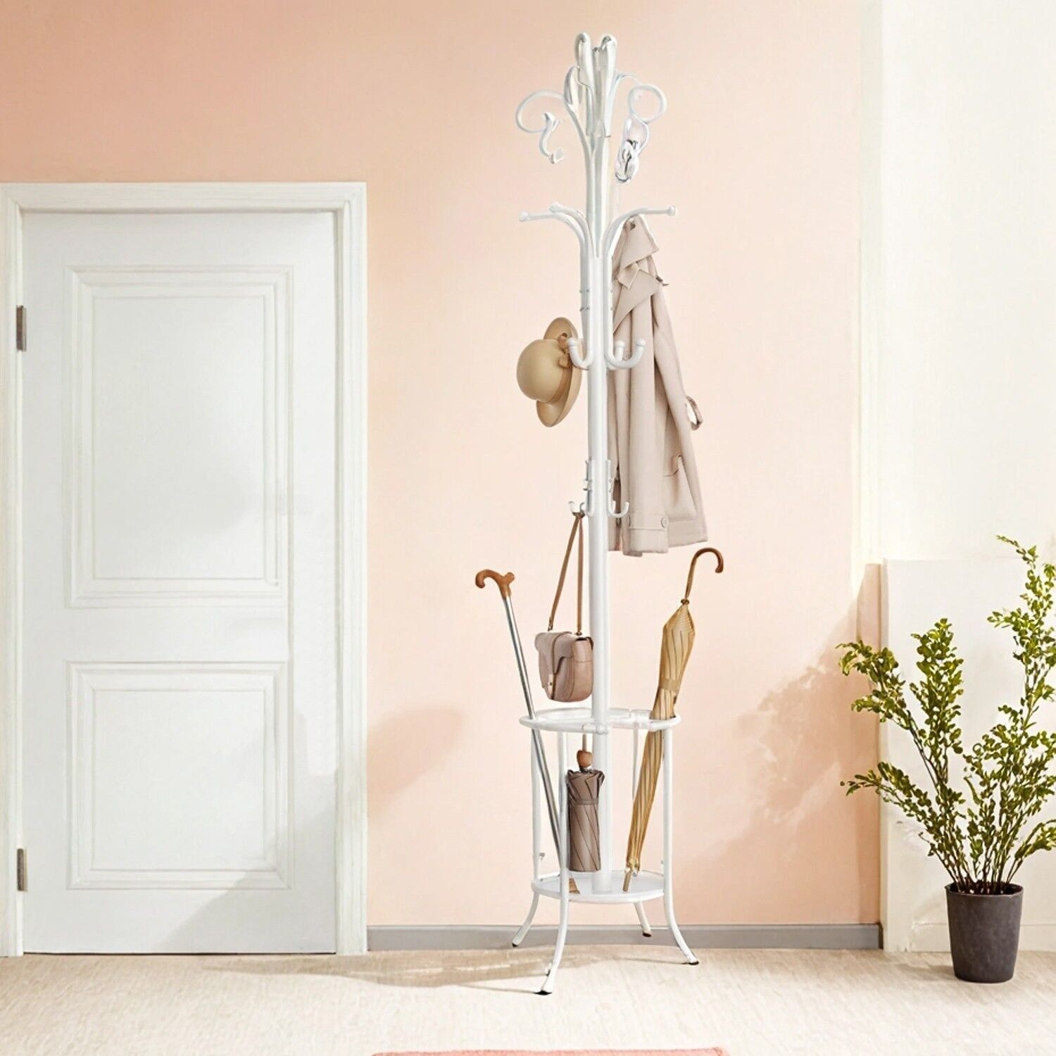 Appendiabiti da terra con parapioggia, 12 ganci - 175 cm 1