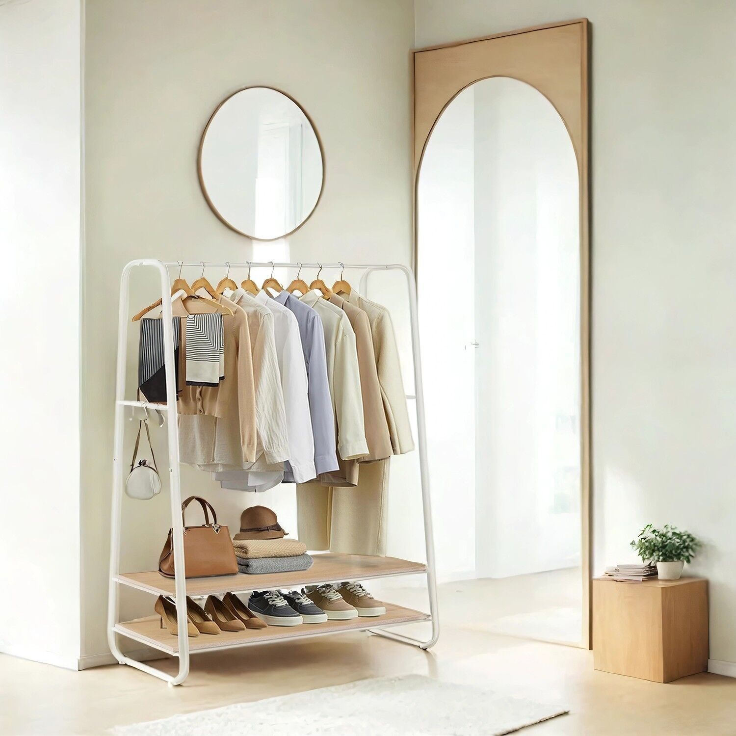 Appendiabiti, attaccapanni, 2 ripiani - 45 x 100 x 160 cm