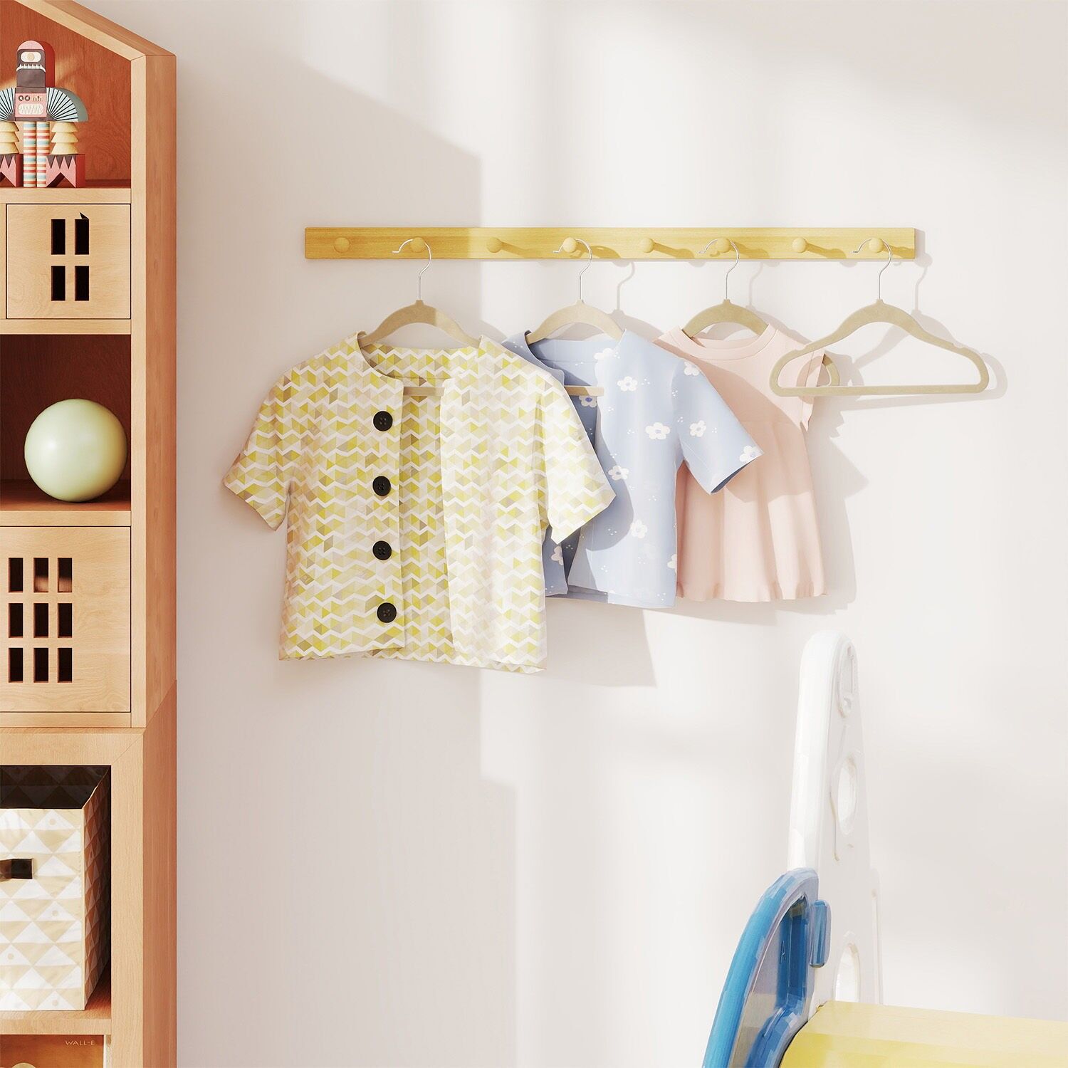 Set di 50 grucce per bambini con ganci girevoli a 360° beige sabbia - 30 x 20,5 cm 1