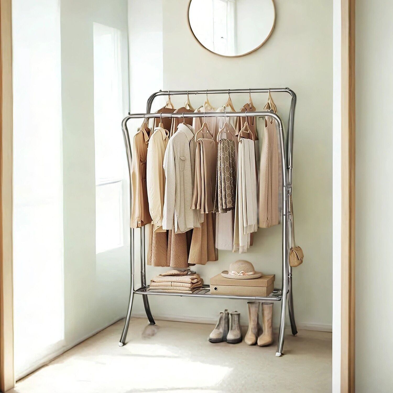 Armadio con 6 ganci e coperchio argentato - 46 x 100 x 155 cm 1