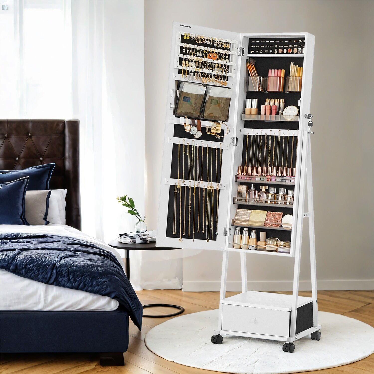 Organizzatore per gioielli con serratura e cassetto - 41,5 x 37 x 152,5 cm 1