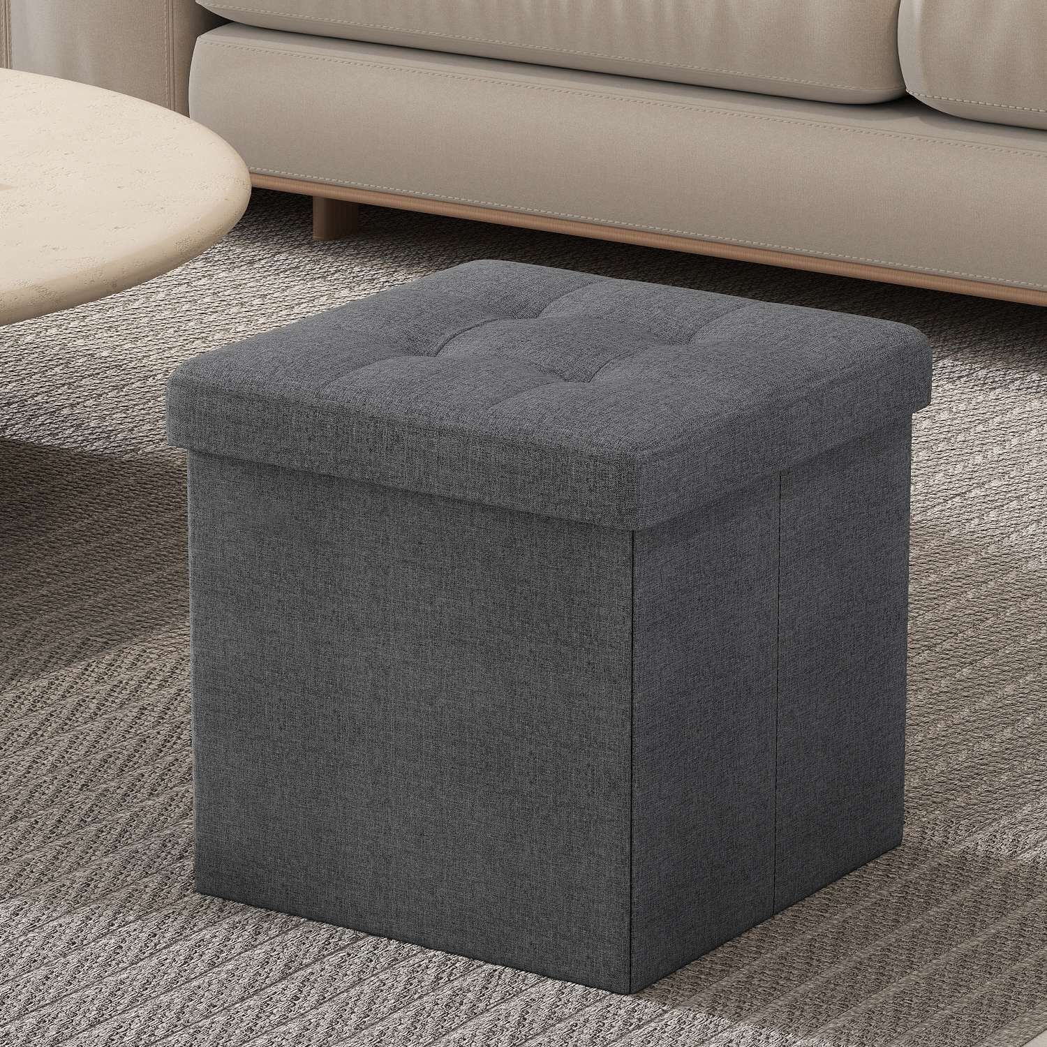 Seduta a cubo piccolo grigio scuro - 38 x 38 x 38 cm 1