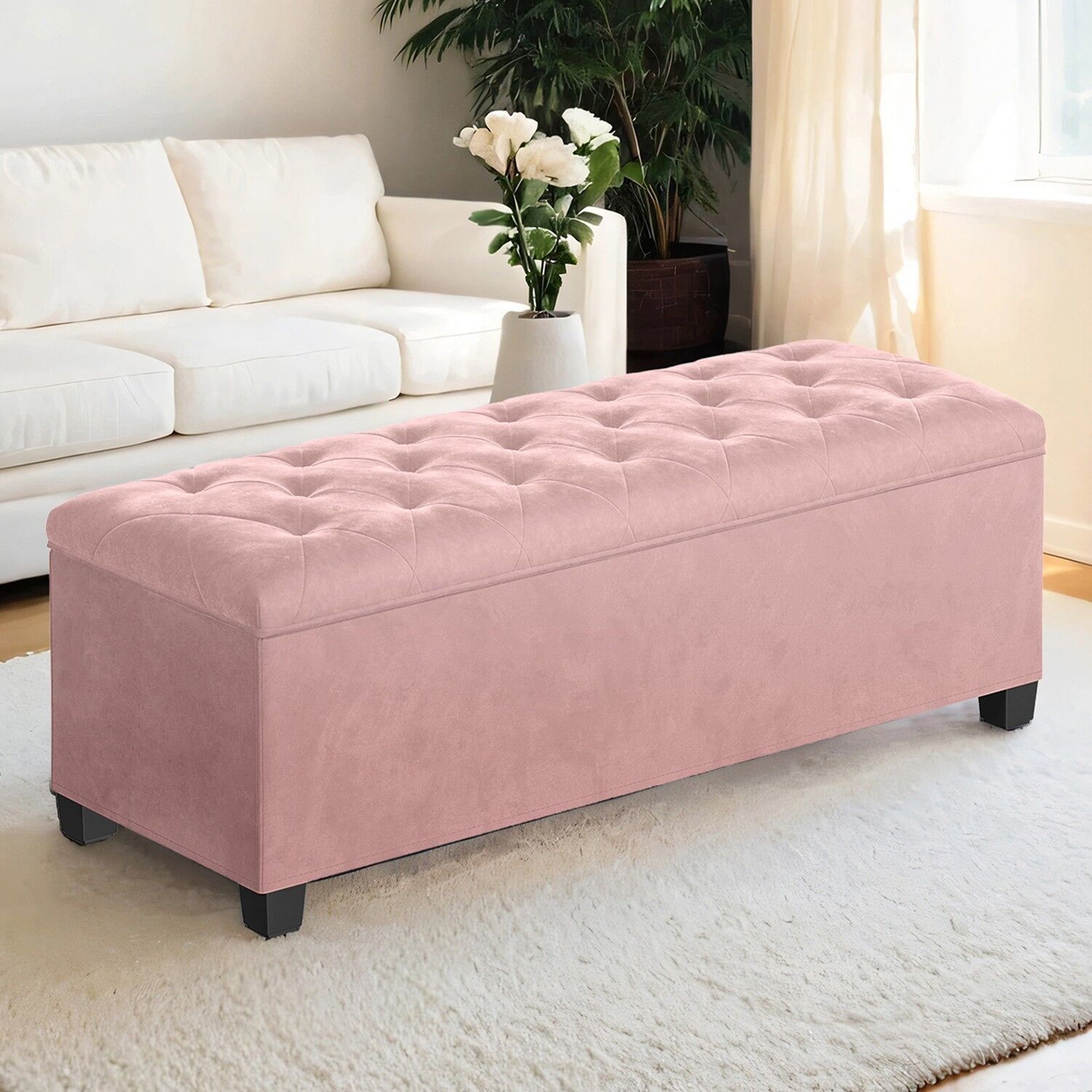 Sgabello con contenitore 40 x 110 x 40 cm rosa pastello 1